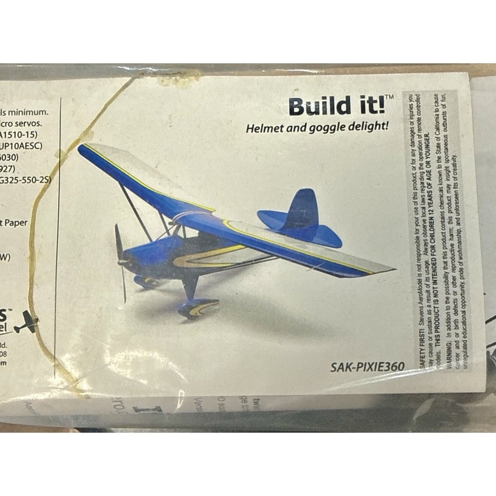 Stevens AeroModel Pixie 360 Pober Pixie 1:10 RC Airplane Balsa Model Reg $179